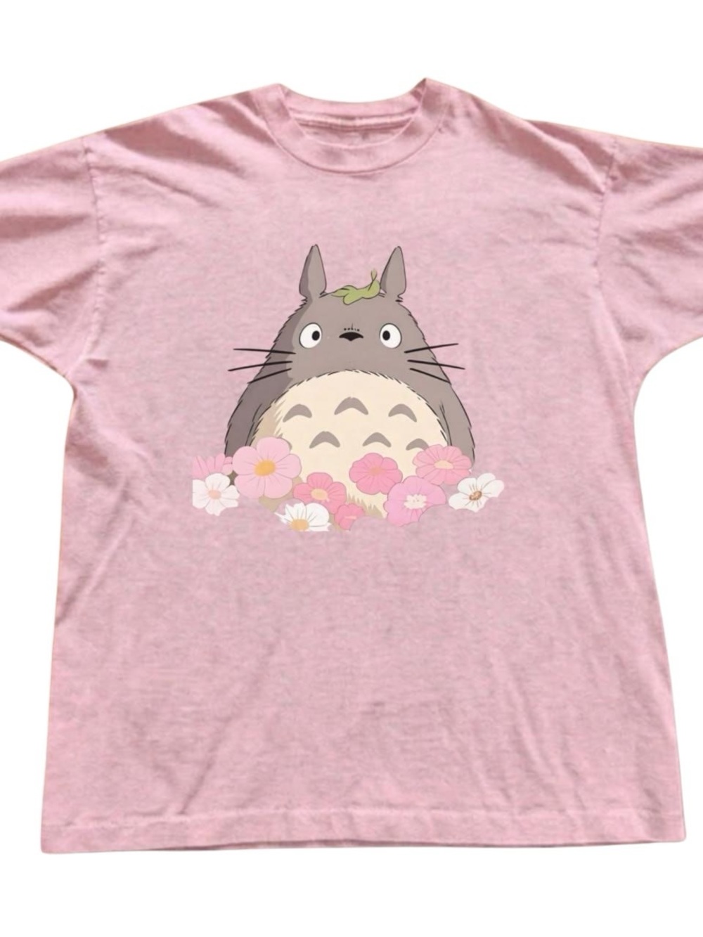 Pink Totoro Floral Graphic Tee, anime shirt